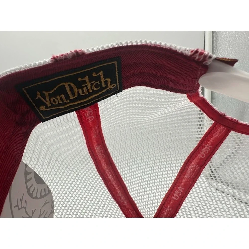 New Von Dutch Trucker Hat Burgundy Gold White Mesh Snapback Adjustable Cap USA